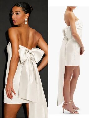 Show stopper! 🔥 Alfred Sung Aster Satin Back Bow strapless dress size 6